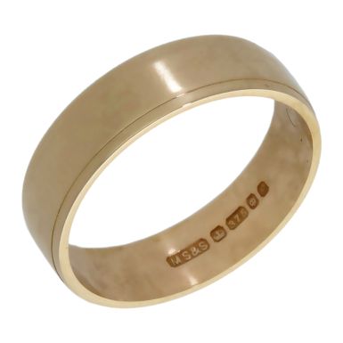 Pre-Owned 9ct Yellow Gold Edged 5mm Wedding Band Ring