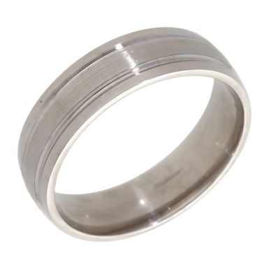 Pre-Owned 9ct White Gold Edged 6mm Wedding Band Ring