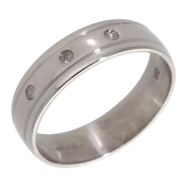 Pre-Owned 18ct White Gold Diamond Set 6mm Wedding Band Ring