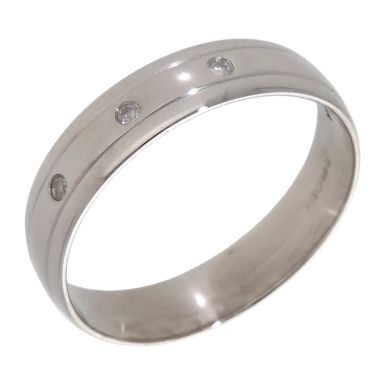 Pre-Owned 18ct White Gold Diamond Set 6mm Wedding Band Ring