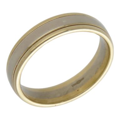 Pre-Owned 9ct Yellow & White Gold 5mm Wedding Band Ring