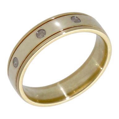 Pre-Owned 9ct Yellow & White Gold Diamond Set 5mm Wedding Ring