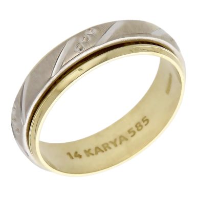 Pre-Owned 14ct Yellow & White Gold 5mm Spinner Band Ring