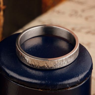 Pre-Owned Vintage 1967 9ct White Gold Barked 3mm Wedding Ring