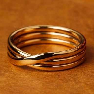 Pre-Owned Vintage 1985 9ct Yellow Gold 3 Row Crossover Band Ring