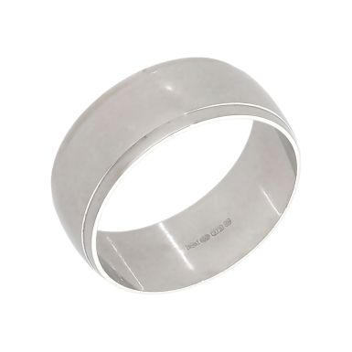 Pre-Owned 9ct White Gold Edged 8mm Wedding Band Ring