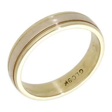 Pre-Owned 9ct Yellow Gold Edged 4mm Wedding Band Ring