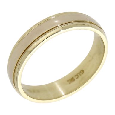 Pre-Owned 9ct Yellow Gold Edged 5mm Wedding Band Ring
