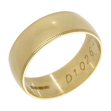 Pre-Owned 18ct Yellow Gold Beaded Edge 7mm Wedding Band Ring