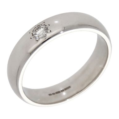 Pre-Owned 9ct White Gold Diamond Set 6mm Wedding Band Ring