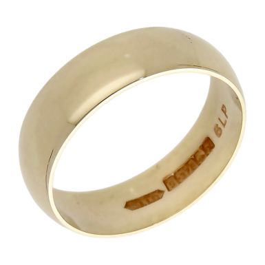 Pre-Owned 9ct Yellow Gold 6mm Wedding Band Ring