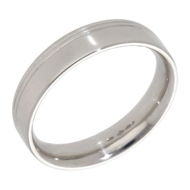 Pre-Owned Platinum 5mm Ridged Wedding Band Ring