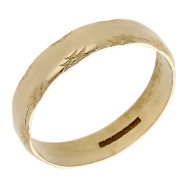 Pre-Owned Vintage 1983 9ct Gold Patterned Edge Wedding Ring