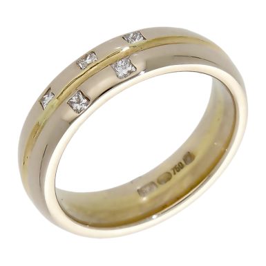 Pre-Owned 18ct White & Yellow Gold Diamond Set Band Ring