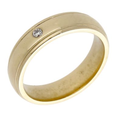 Pre-Owned 9ct Yellow Gold Diamond Set 5mm Wedding Band Ring