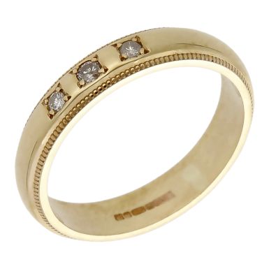 Pre-Owned 9ct Yellow Gold 4mm Diamond Set Wedding Band Ring