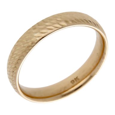 Pre-Owned 9ct Rose Gold Patterned 4mm Hollow Band Ring