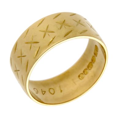 Pre-Owned Vintage 1968 22ct Gold 9mm Patterned Wedding Ring