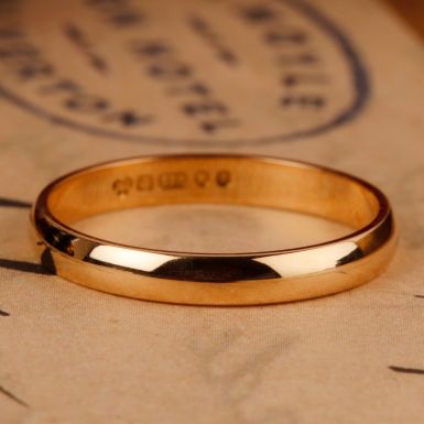 Pre-Owned Vintage 1985 9ct Gold 4mm Plain Wedding Band Ring