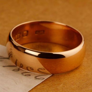 Pre-Owned Vintage 1919 22ct Gold 6mm Plain Wedding Band Ring