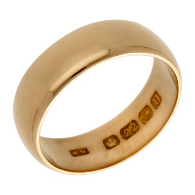 Pre-Owned Vintage 1919 22ct Gold 6mm Plain Wedding Band Ring