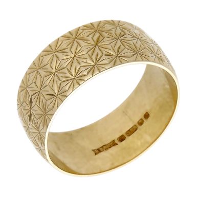 Pre-Owned Vintage 1989 9ct Gold 7mm Patterned Wedding Band Ring