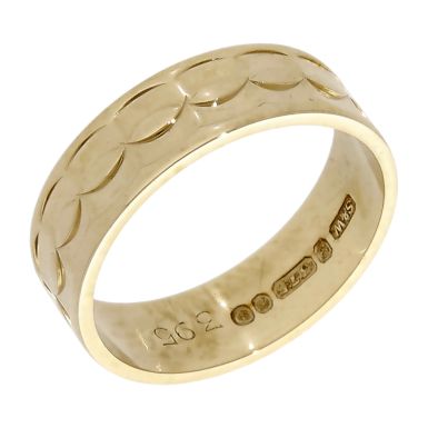 Pre-Owned Vintage 1961 9ct Gold 6mm Patterned Wedding Ring