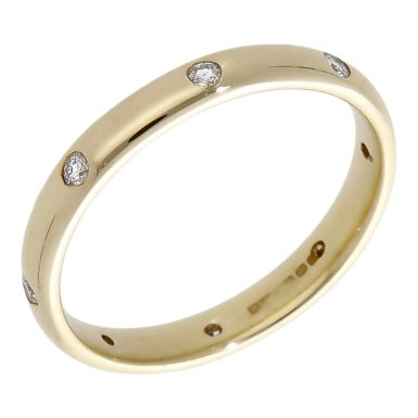 Pre-Owned 9ct Yellow Gold 3mm Diamond Set Wedding Band Ring