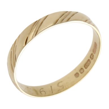 Pre-Owned Vintage 1979 9ct Gold 3mm Patterned Wedding Ring