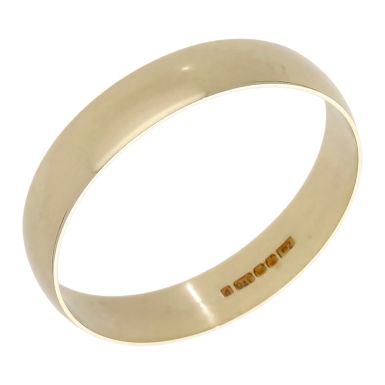 Pre-Owned 9ct Yellow Gold 5mm Plain D Shape Wedding Band Ring