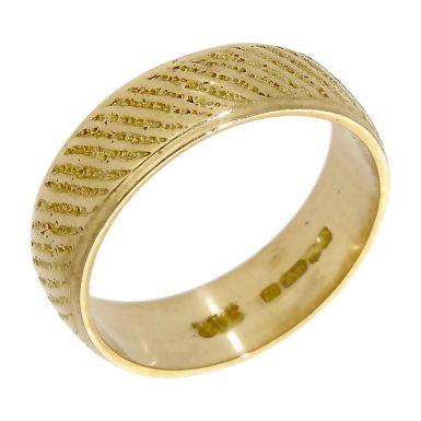 Pre-Owned Vintage 18ct Gold 6mm Patterned Wedding Band Ring