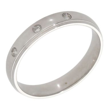 Pre-Owned 9ct White Gold Diamond Set 4mm Wedding Band Ring