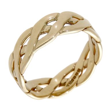 Pre-Owned 9ct Yellow Gold Woven Celtic 7mm Band Ring