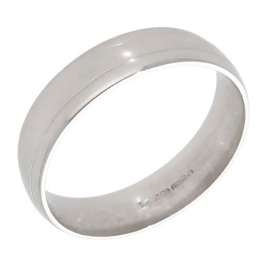 Pre-Owned 9ct White Gold 5mm Lined Wedding Band Ring