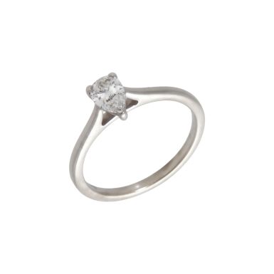 Pre-Owned Silver 0.30ct Lab Grown Pear Diamond Solitaire Ring