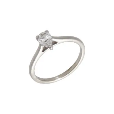 Pre-Owned Silver 0.30ct Lab Grown Pear Diamond Solitaire Ring