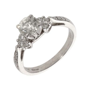 Pre-Owned 18ct Gold Heart Shoulders Diamond Solitaire Ring