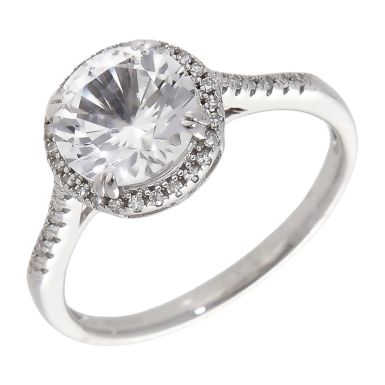 Pre-Owned 14ct Gold White Sapphire & Diamond Halo Cluster Ring