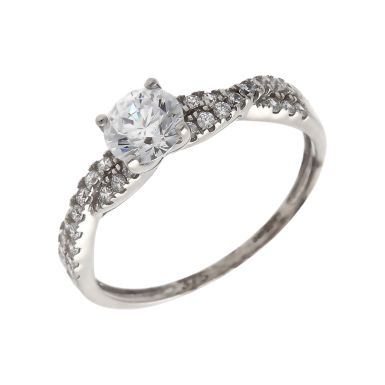 Pre-Owned 9ct White Gold Cubic Zirconia Solitaire Twist Ring