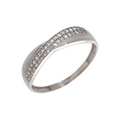 Pre-Owned 9ct White Gold Cubic Zirconia Crossover Wave Ring