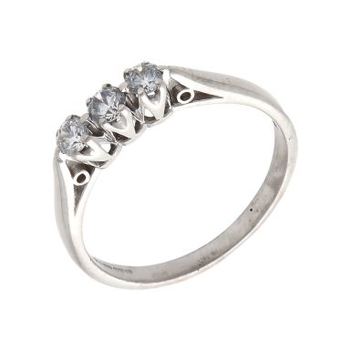 Pre-Owned 9ct White Gold Cubic Zirconia Trilogy Ring