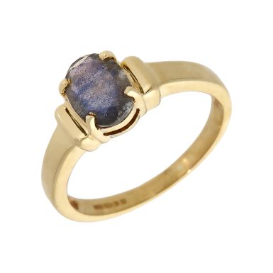 Pre-Owned 9ct Gold Simulated Blue Gemstone Solitaire Dress Ring