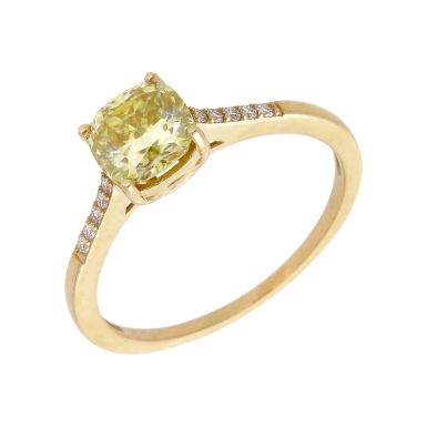 Pre-Owned 9ct Gold Yellow Moissanite Solitaire Dress Ring