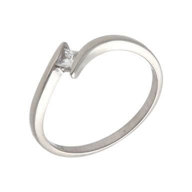 Pre-Owned 9ct White Gold Cubic Zirconia Solitaire Twist Ring