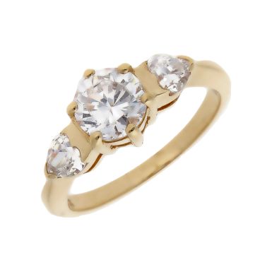 Pre-Owned 9ct Yellow Gold Cubic Zirconia Trilogy Ring