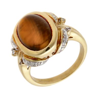 Pre-Owned 9ct Gold Tigers Eye Dress Ring