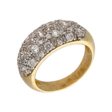 Pre-Owned 9ct Yellow Gold Cubic Zirconia Domed Dress Ring