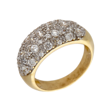 Pre-Owned 9ct Yellow Gold Cubic Zirconia Domed Dress Ring
