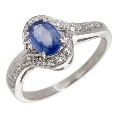 Pre-Owned 18ct White Gold Sapphire & Diamond Cluster Ring