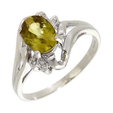 Pre-Owned 9ct White Gold Grossular Garnet & Diamond Dress Ring